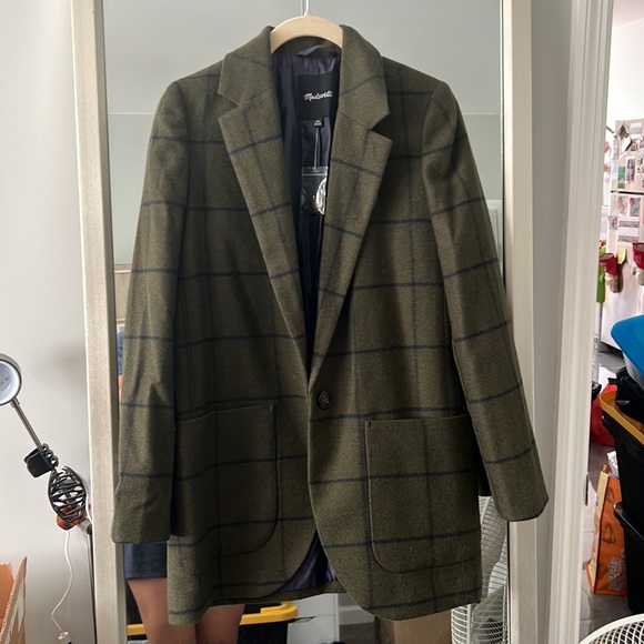 NWT Madewell Larsen blazer windowpane green size XXS - Picture 6 of 7